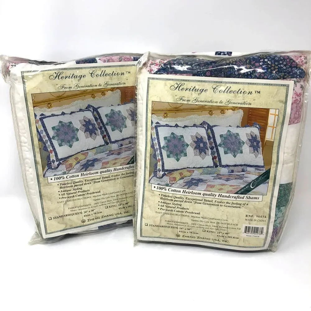 Heritage Collection Quilted Shams 2- 100% Cotton Standard  NEW